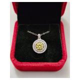 $1070 App Yellow Moissanite Pendant & Chain
