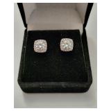 $900 App 1.20ct Lowered Halo Stud Earrings
