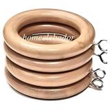 NEW 7PC Wooden Curtain Hook Rings w/Eyes&Clips