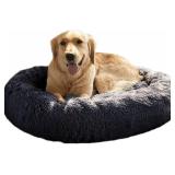 NEW $95 (Large) Dark Grey Round Plush Dog Bed