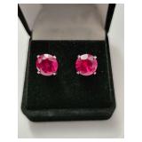 $905 App 6.00ct Syntheic Rubie Stud Earrings