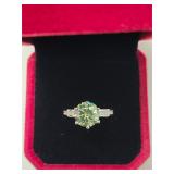 $1,875 App 3.00ct Vivid Green Moissanite Ring Sz7