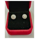 $1,580 App 2.20ct Lowered Halo Stud Earrings