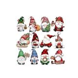 24 PCS Christmas Gnome Wooden Hanging Ornaments