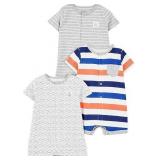 NEW (3-6mnths) Baby Boys' 3-Pack Snap-up Rompers