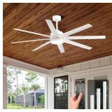 NEW $160 (65') 8-Blade White CeilingFan with Light