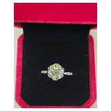 $1,800 App 3.05ct Bluish Green Moissanite Ring Sz6