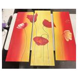 Three-Panel 'Poppies in the Sun' Canvas