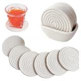 SEALED 6PK Boho Drink Coasters w/Storage Basket