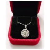 $2,295 App 3.30ct Blue Moissanite Pendant & Chain