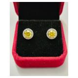 $1,320 App 2.40ct Yellow Halo Moissanite Earrings