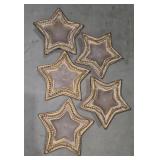 NEW 5PK 5' Golden Ceramic Star Candle Holders