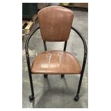 Black Metal Framed Mid-Back Rolling Brown Chair