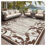 NEW $80 (5x8ft) Outdoor Rug - Brown & Beige