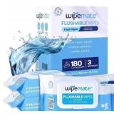 Wipemate Fresh Flushable Butt Wipes, 180ct