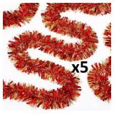 NEW $35 5PK 78' Red & Gold Christmas Garland