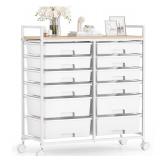 $130 Rolling Cart with 12 Drawers, Wooden
