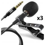NEW $87 3PK Wired Lavalier Clip On Microphone