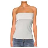 (S) Womens White Split Tube-Top