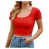 NEW Women's Casual Short Sleeve Scoop Neck S