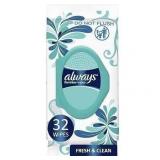 SEALED (32ea) 2pk Always Fresh&Clean FeminineWipes