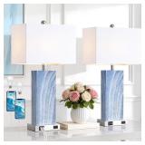 NEW $240 2PK Touch Control Lamp w/2 USB Ports&1 AC