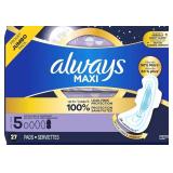 NEW (5) 24-Pads Always Maxi Overnight Feminine Pad