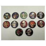 12x Kreepy Skulls Metal Pogs Discs Lot