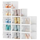 NEW $113 12PK Clear Stackable Shoe Storage