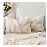 (12x20in) 2 Pk Khaki and Beige Pillow Covers