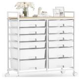 NEW $130 Rolling Cart with 12 Drawers | White
