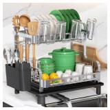 2 Tier Dish Drying Rack and Drainboard Set