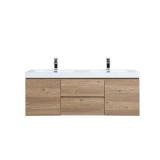 NEW $1100 (60') Oak Vanity with White Double-Sink