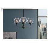 NEW $140 Jill 3Light Chandelier-Black-48'X23.5'