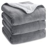 NEW $69 Grey Sherpa King Size Blanket for Bed