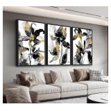 New $120 Large Framed Abstract Wall Art - Set...