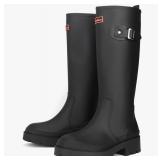 NEW $50 (4) Women's Black Waterproof Rubber Boots