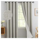 New $78 NEW Yakamok Oatmeal Linen Curtains 100%...