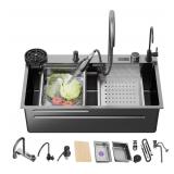 $288 29.5 Inch Black-Grey Nano Kitchen Sink