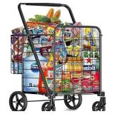 DAMAGED $140 Jumbo 460 lbs Capacity Grocery Cart