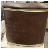 Vintage Brown Leather Laundry Hamper & CoatHangers