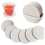 SEALED 6PK Boho Drink Coasters w/Storage Basket