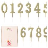Champagne Number Candles: 10-Piece Set