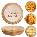 SEALED 220PK Air Fryer Liners Circle 7.9' Unbleach