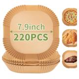 SEALED 220PK Air Fryer Liners Square 7.9' Unbleach