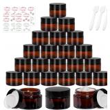 New NEW 1oz Amber Glass Jars with Lids,24 Pack...