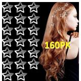 NEW $64 160PK Cute Silver Metal Star Hair Clips