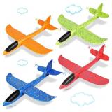 DAMAGED 4 Pcs Foam Airplanes Toy, 17.5'