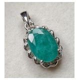 $6,613 App 2g Silver Emerald gemstone Pendant
