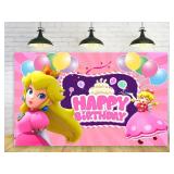 NEW 3FT x 5FT Happy Bday Princess Peach Backdrop